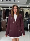 Bordo Küpeli Blazer Ceket