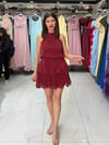 Bordo Şifon Elbise