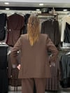 Çizgili Astarlı Acı Kahve Blazer