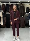 Çizgili Astarlı Mürdüm Blazer