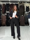 Çizgili Astarlı Siyah Blazer