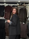 Çizgili Astarlı Siyah Blazer