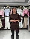 Dantel Detay Kahve T-shirt