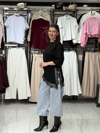 Dantel Detay Siyah T-shirt
