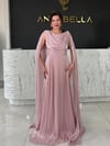Dauphıne Dökümlü Pembe Abiye