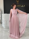 Dauphıne Dökümlü Pembe Abiye