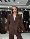 Düğme Detay Acı Kahve Blazer Ceket