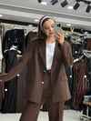 Düğme Detay Acı Kahve Blazer Ceket