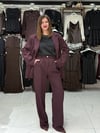 Düğme Detay Mürdüm Blazer Ceket