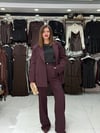 Düğme Detay Mürdüm Blazer Ceket