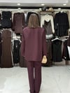 Düğme Detay Mürdüm Blazer Ceket