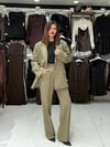 Düğme Detay Yağ Yeşili Blazer Ceket