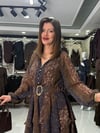 Fırfır Detaylı Düğmeli Şifon Elbise