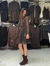 Fırfır Detaylı Düğmeli Şifon Elbise