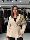 Fularlı Bej Blazer Ceket
