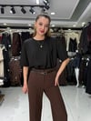 Geniş Paça Acı Kahve Pantolon