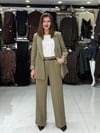Geniş Paça Yağ Yeşili Pantolon