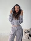 Gri Kadife Kol Pileli Takım TAKIM - Taksim Butik