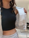 Gri Üç İplik Kapşonlu Crop Ceket KABAN & MONT & CEKET - Taksim Butik