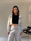 Gri Üç İplik Kapşonlu Crop Ceket KABAN & MONT & CEKET - Taksim Butik