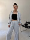 Gri Üç İplik Şeritli Sweat Ceket SWEATSHİRT - Taksim Butik