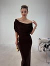 Kahve Bel Zincir Detaylı Elbise ELBİSE - Taksim Butik