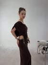 Kahve Bel Zincir Detaylı Elbise ELBİSE - Taksim Butik