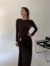 Kahve Büzgülü Omuz Tokalı Tül Elbise ELBİSE - Taksim Butik