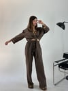 Kahve Etnik Desen Şeritli Takım