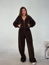 Kahve Kadife Kol Pileli Takım TAKIM - Taksim Butik