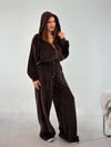 Kahve Kadife Kol Pileli Takım TAKIM - Taksim Butik