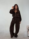 Kahve Kadife Kol Pileli Takım TAKIM - Taksim Butik