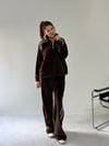 Kahve Kadife Şerit Detay Takım TAKIM - Taksim Butik