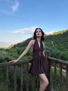 Kahve Keten elbise