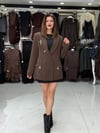 Kahve Küpeli Blazer Ceket