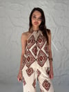 Kahve Motif Desenli Pantolon Takım