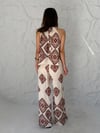 Kahve Motif Desenli Pantolon Takım
