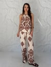 Kahve Motif Desenli Pantolon Takım