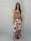 Kahve Motif Desenli Pantolon Takım