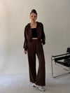 Kahve Üç İplik Şeritli Sweat Ceket SWEATSHİRT - Taksim Butik