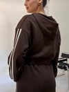 Kahve Üç İplik Şeritli Sweat Ceket SWEATSHİRT - Taksim Butik