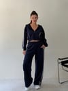 Lacivert Üç İplik Şeritli Sweat Ceket SWEATSHİRT - Taksim Butik