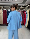 Mavi Kol Katlamalı Duble Blazer