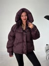 Mürdüm Cırt Detay Astronot Kapşonlu Şişme Mont KABAN & MONT & CEKET - Taksim Butik