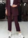 Mürdüm Kemerli Cep Detaylı Pantolon