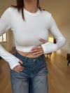 Parmak Geçirrmeli Crop Badi Beyaz