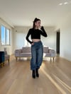 Parmak Geçirrmeli Crop Badi Siyah