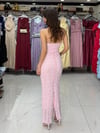 Pembe Dantel İp Askılı Elbise