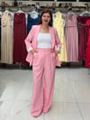 Pembe Duble Kumaş Palazzo Pantolon