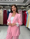 Pembe Kol Katlamalı Duble Blazer